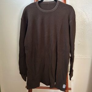 Brown Waffle Knit Long Sleeve Top